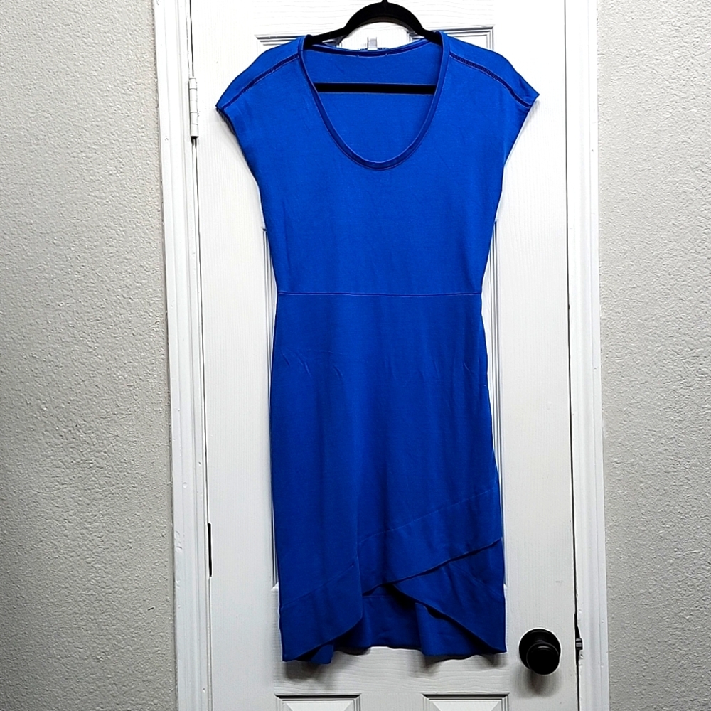 Halston Cobalt Blue Stretch Knit Sheath Dress, Size S
